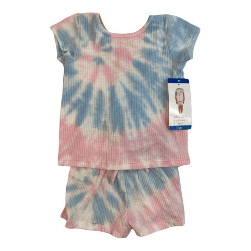 NWT Design History Girl's Tie Dye Shorts & T-Shirt Set (Pink Pixie, 4)